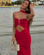 Cargar imagen en el visor de la galería, VESTIDO LARGO STRAPLESS CUT OUT FRENTE
