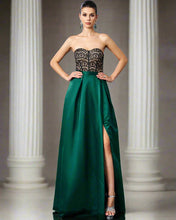 Cargar imagen en el visor de la galería, VESTIDO LARGO TOP STRAPLESS ENCAJE MAS LISO
