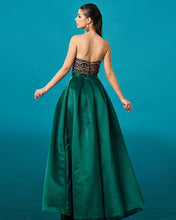 Cargar imagen en el visor de la galería, VESTIDO LARGO TOP STRAPLESS ENCAJE MAS LISO
