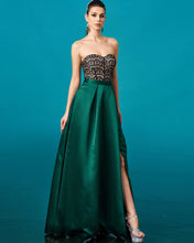 Cargar imagen en el visor de la galería, VESTIDO LARGO TOP STRAPLESS ENCAJE MAS LISO
