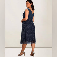 Cargar imagen en el visor de la galería, VESTIDO FALDA TUL CON BRILLO PLUS SIZE (TALLE GRANDE)
