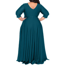 Cargar imagen en el visor de la galería, VESTIDO LARGO CON MANGA PLUS SIZE (TALLE GRANDE)
