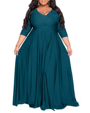 Cargar imagen en el visor de la galería, VESTIDO LARGO CON MANGA PLUS SIZE (TALLE GRANDE)
