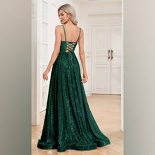 Cargar imagen en el visor de la galería, VESTIDO LARGO LENTEJUELA FALDA AMPLIA
