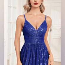 Cargar imagen en el visor de la galería, VESTIDO LARGO LENTEJUELA FALDA AMPLIA
