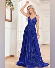 Cargar imagen en el visor de la galería, VESTIDO LARGO LENTEJUELA FALDA AMPLIA
