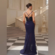Cargar imagen en el visor de la galería, VESTIDO LARGO TOP CORSET LENTEJ MAS LISO CON FRUNCE
