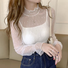 Cargar imagen en el visor de la galería, BLUSA TUL PLUMETI CUELLO ALTO
