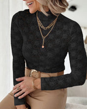 Cargar imagen en el visor de la galería, BLUSA ENCAJE CUELLO ALTO
