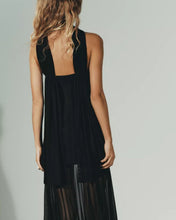 Cargar imagen en el visor de la galería, VESTIDO LARGO LISO + TRANSPARENCIA TIRA CUELLO

