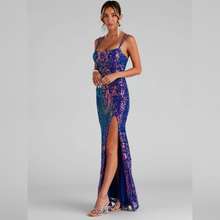 Cargar imagen en el visor de la galería, VESTIDO LARGO LENTEJUELA DISEÑO
