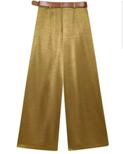 Cargar imagen en el visor de la galería, PANTALON SATINADO ANCHO CON CINTO
