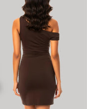 Cargar imagen en el visor de la galería, VESTIDO HOMBRO CAIDO Y APLIQUE
