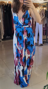 VESTIDO LARGO ESTAMPADO ESCOTE CRUZADO *** SALE ***