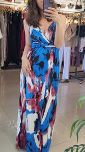 VESTIDO LARGO ESTAMPADO ESCOTE CRUZADO *** SALE ***