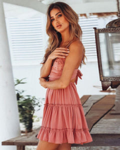 VESTIDO SUELTO BUSTO ENCAJE MAS LISO CON VOLADOS