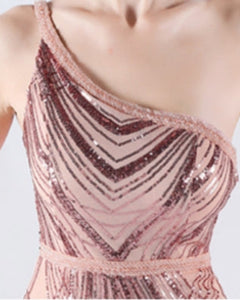 VESTIDO LARGO 1 HOMBRO Y CORTE CINTURA