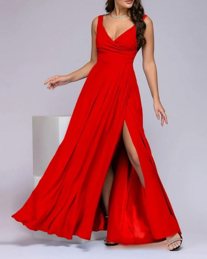 VESTIDO LISO FALDA CRUZADA TAJO