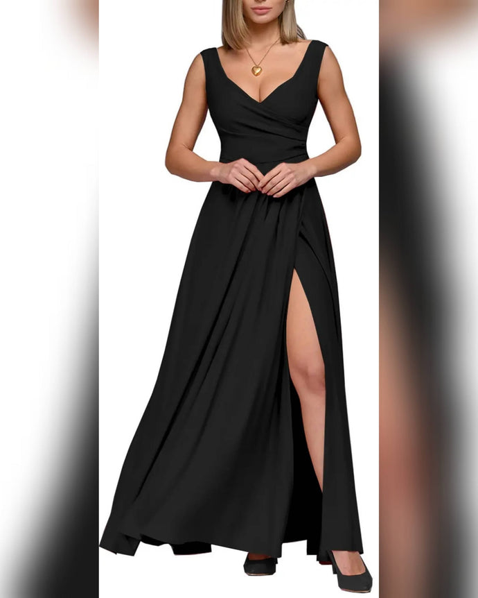 VESTIDO LISO FALDA CRUZADA TAJO