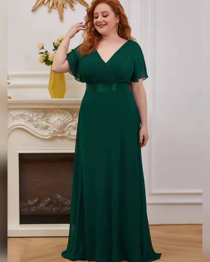 VESTIDO LARGO CON MANGUITAS TALLES GRANDES