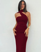 Cargar imagen en el visor de la galería, VESTIDO LARGO SIRENA 1 HOMBRO CON CUELLO
