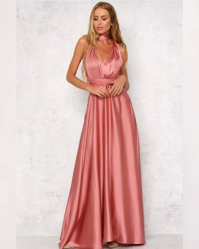 VESTIDO LARGO SEDA MULTIFORMA