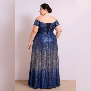 VESTIDO LARGO LENTEJUELA DEGRADE TALLES GRANDES