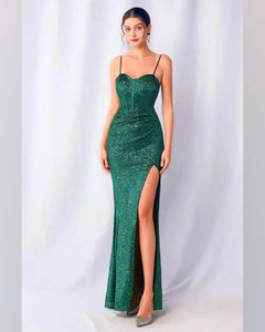 VESTIDO LARGO LENTEJUELAS TOP CORSET