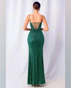 VESTIDO LARGO LENTEJUELAS TOP CORSET