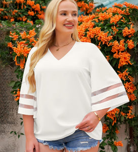 BLUSA MANGAS FRANJAS TRANSPARENCIAS