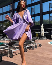 Cargar imagen en el visor de la galería, VESTIDO SUELTO MANGA LARGA ESCOTE EN V
