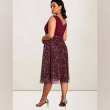 Cargar imagen en el visor de la galería, VESTIDO FALDA TUL CON BRILLO PLUS SIZE (TALLE GRANDE)
