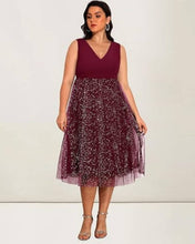 Cargar imagen en el visor de la galería, VESTIDO FALDA TUL CON BRILLO PLUS SIZE (TALLE GRANDE)
