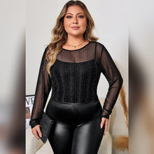 Cargar imagen en el visor de la galería, BLUSA TUL LINEAS BRILLO TALLE GRANDE
