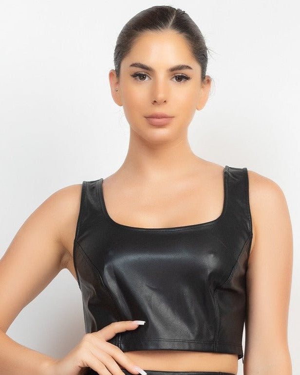 Top cuero mujer on sale